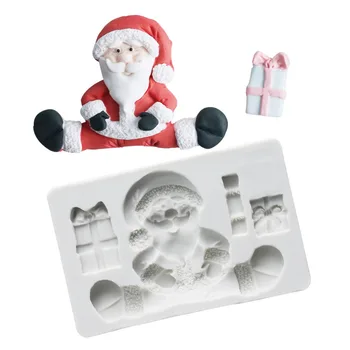 3D Silikonové Vánoční Fondant Formy, Santa Claus, Sněhulák Dort Dekorace, Pečení Čokoládový dort Formy Pečení Nástroje