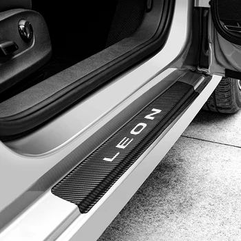 4KS Pro Seat Leon MK3 MK2 Auto Práh Dveří Nálepka Auto Uhlíkových Vláken Anti-Scratch Obtisky, Dekorace Styling Tuning, Auto Doplňky
