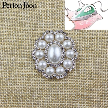 5 KS 1.7*1.57 inch Oválné perly Drahokamu Hot-fix Záplaty Crystal nášivka dekorace na svatbu oblečení boty TJ 012