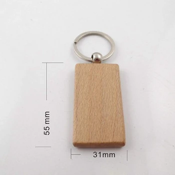 50 Prázdné Dřevěná Klíčenka Obdélníkového Gravírování Klíč ID Může Být Vyryto DIY