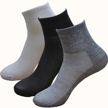 6ks=3pairs Obchodní Ležérní Bavlněné Ponožky Muži Mesh Solid Barvy Posádky Ponožky Mužské Prodyšný Šedá Bílá Černá Krátké Ponožky Meias