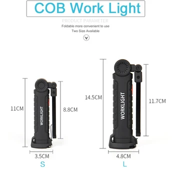 8000LM Pracovní Světlo USB COB LED svítilna Magnetická 5 režimů Ultra Světlé pochodeň svítilny, vodotěsné pro Kempování, Auto Opravy