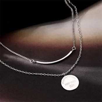 925 Sterling Silver Double Layer Kulatý Korálek Kouzlo Přívěsek náhrdelník Náhrdelník Pro Dívky Ženy Prohlášení Strana Šperky dz595