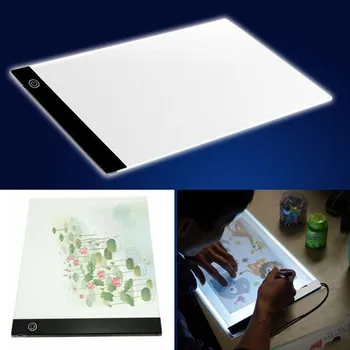 A4 Grafický Tablet LED Kreslení Tablet Umění Vzorníku Psací Deska Obrysu Podložka na Stůl Elektroniky Slib a tři úrovně stmívání