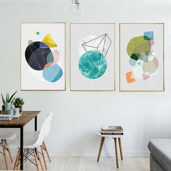 Abstraktní Geometrické Plátno, Obrazy Nordic Minimalistický Plakát a Tisk Pop Umění Nástěnné Obrázky Pro Obývací Pokoj Domácí Kancelář Dekor