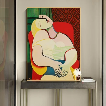Abstraktní Snění Žena Plátno, Plakáty Picasso Reprodukce Slavných Uměleckých Impresionistické Zeď Obrázky pro Obývací Pokoj Dekor