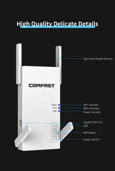 AC2100 Bezdrátový Opakovač Router 2.4 G / 5G Dual Frekvence Gigabit Wi-fi Extender Dlouho Pokrytí Externí Wi-fi Zesilovač Signálu