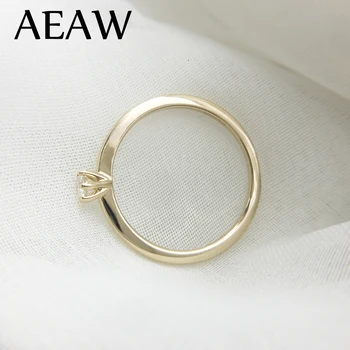 AEAW DF Moissanite Diamant 3mm Zapojení Solarite Prsten pro Ženy v 14K Žluté Zlato