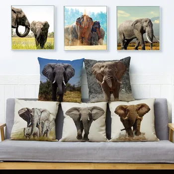 Africký Divoký Slon Hodit Polštář Kryt 45*45cm Potahy na Polštáře Povlečení Polštáře Případech, Auta, Pohovka Domova Zvířat Polštář