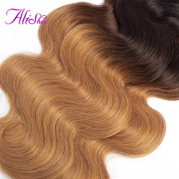 Alishes 8-16 palců Dva Tón barvy 1B 30 Krátké Vlasy Splétá Brazilské Tělo Vlna Ombre Vlasy 1/3/4 Svazky Remy Lidské Vlasy Rozšíření