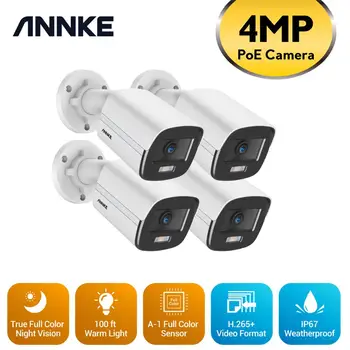 ANNKE 4KS Plné Barevné Noční Vidění PoE IP Kamera IP67 odolný proti Povětrnostním vlivům Bezpečnostní Sítě Dome EXIR Noční Vidění Upozornění E-mailem CCTV Kit