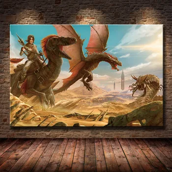 Ark: Survival Evolved Plakát Hit NOVÉ Hry 2018 Plátno Plakát Dekorativní Nástěnná Malba Cuadros Tapety Obývací Pokoj Dekor
