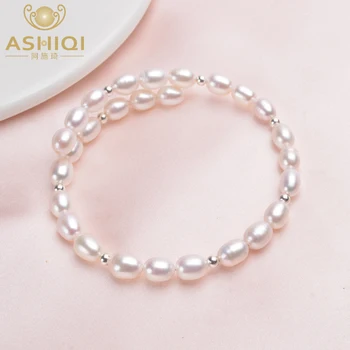 ASHIQI Originální Přírodní Perlový Náramek Náramek 925 Sterling Silver korálky Pro Ženy, 6-7mm Sladkovodní pearl šperky Dárky