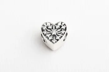Autentické 925 Sterling Silver Korálky Nové Duté ve tvaru Srdce Sníh Korálky Fit Originál Pandora Náramek Pro Ženy Diy Šperky