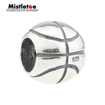 Autentické 925 Sterling Silver Sport Basketbal Kouzlo Korálky Fit Evropské Náramek Šperky