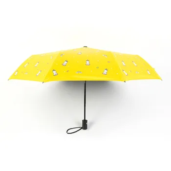 Automatický Skládací Deštník Černý Plast Opalovací krém UV Ochrana Tvůrčí CartoonUmbrella Roztomilý Vítr Jednorožec Kreslený Deštník