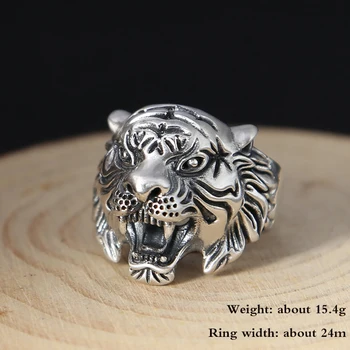 BALMORA 925 Sterling Silver Bílý Tygr Zvíře Otevřené Kroužky pro Muže, Milence Prsten Retro Módní Nadsázky Šperky Anillos JWR3051