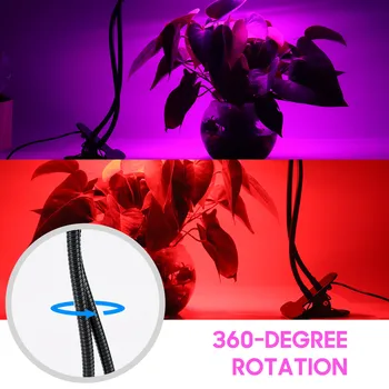 BORUiT DC5V USB Světla Rostou Pokojové Rostliny Květiny Skleníkových Hydroponie Full Spectrum LED Phytolamp Klip na Stůl Double Hlavy