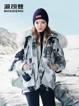 BOSIDENG nové kruté zimě Husí Dolů Bunda pro ženy dolů kabát nastavitelný pas voděodolné větruodolné pravé kožešiny B80142140