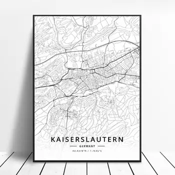 Bremerhaven Lipsko, Jena Neuss Mnichov, Kaiserslautern, Německo Plátno Umění Mapě Plakát