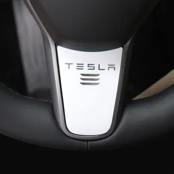 Bílá Vnitřní Volant Dekor Nálepka Kryt Střihu Pro Tesla Model 3 18 19