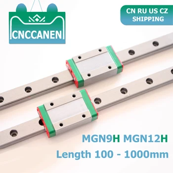 CNC Díly MGN9 MGN12 100 - 1000mm Miniaturní Lineární Železniční Slide 2KS MGN lineární vedení + 2KS MGN9H nebo MGN12H Kočár 3D Tiskárny