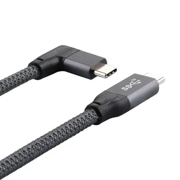 CY 10 gbps USB-C, USB 3.1 Gen2 Typ C Samec Data Video 100W Kabel 90 Stupňů Vlevo Pravoúhlý s E-marker