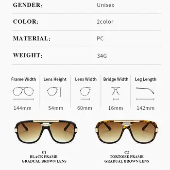 Design značky sluneční Brýle Muži Ženy Muž Vintage Náměstí Sluneční Brýle Luxusní Gradient Brýle UV400 Odstíny Gafas de sol Hombre
