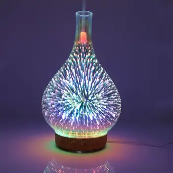 Difuzér esenciálních olejů Aromaterapie Difuzory pro Léčebné Olejů - Ultrazvukové 3D Skleněné Vázy Kryt a LED Světlo na Displeji Dropship