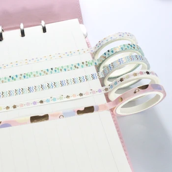 Domikee roztomilé zlaté fólie Japonské dekorativní DIY washi papír maskovací pásky sada pro deník plánovač deník, sešity, psací potřeby 24ks