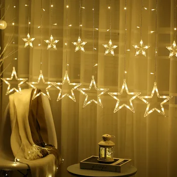 Dovolenou Světlo Hvězda sněhová Vločka Lampa LED Řetězec Záclony Světla Christams Dekorace, Domov, Obývací Pokoj, Svatbu, Nový Rok 2021 Dekor