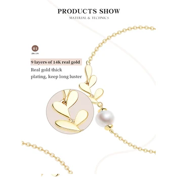 Dyje Autentické 925 Silver Sladkovodní Perlový Náramek 14K Gold Pearl Náramky Pro Ženy Náramek Dainty Jemné Šperky