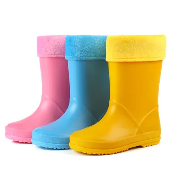 Děti, Déšť Boty Chlapci Dívky Jelly Boty Boty Teplé Obložení Batole 2019 Módní Děti Gumové Pvc Rainboots Barevné Boot