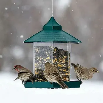 Dřevěné Nové Horké Divoký Ptačí Krmítko Venkovní Ptačí Krmítka Jídlo Kontejner Visí Altán Krmítko Pro Zahradní Dekorace #15