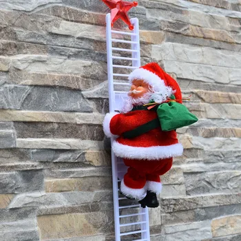 Elektrický Lezení Žebřík Santa Claus Vánoční Ozdoba, Figurka S Hudbou Vylézt Na Korálky A Jít Dolů Opakovaně Kid Dárky