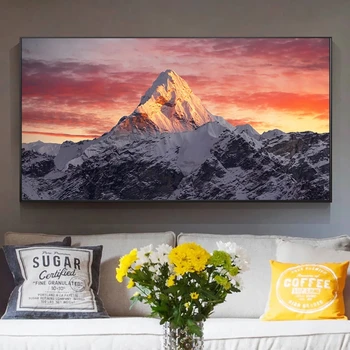 Everest Hora V západu Slunce Plátno Obraz Krajiny Plakáty a Tisky Cuadros Umění Zdi Obraz pro Obývací Pokoj Domácí Dekoraci