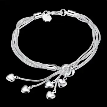 Everoyal Vintage Dívky Had Řetěz Náramky Šperky Ženské Srdce Stříbro 925 Náramky Pro Ženy K Narozeninám Módní Doplňky