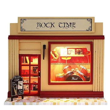 Evropa Obchod Model Kit Rock Čas Sestavit Miniaturní Domeček pro panenky DIY Panenky Dům Pokoj Schránka Domácí Ručně vyráběné Hračky Dům Dívka Oblíbený Dárek