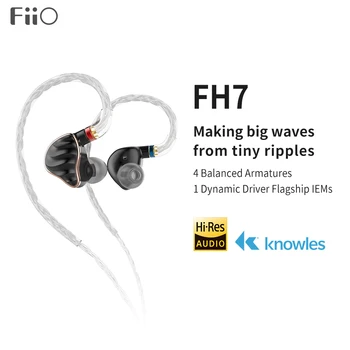 FiiO FH7 hi-fi Audio Hi-Res Berylium PVD 5Driver (4 Knowles BA + 1DD) Hybridní In-Sluchátko/Sluchátka s MMCX Odnímatelný Kabel
