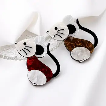 FishSheep Nové Akrylové Krysa Myš Pin Brože Pro Ženy, Děti Designer Zvíře Kočka Velká Brož Odznak Do Klopy Dárky Příslušenství