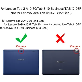 Flip Stand Kryt Tablet Pouzdro Pro Lenovo Tab 2 10.1 A10-30 A10-70 X30F X70F PU Kožené Pouzdro pro Lenovo Tab 3 10 + TAB-X103F