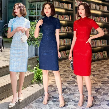 FZSLCYIYI Ženy Čínské Šaty Multicolor Ruční Krajky tlačítka Cheongsam Qipao Plus Velikost 3XL Vestido Číně Podzim Qipao Oblečení