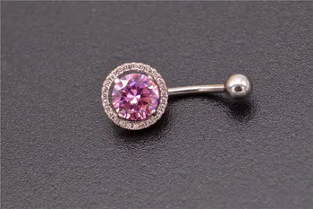 G23titan Ženy Pupek Kroužky Tělo Šperky Piercing Velký Růžový Krystal Piercing Pupku Prsten, Titanium Bar Pupík Šperky