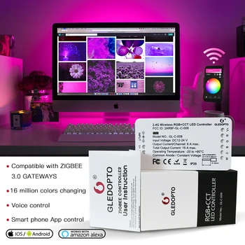 GLEDOPTO ZIGBEE Led ovladač RGB+CCT, RGBW RGB WW/CW zigbee řadič dc12-24v inteligentní zil app controller s aleax plusle