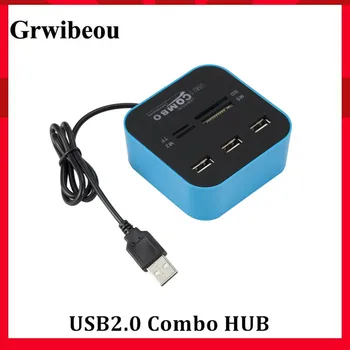 Grwibeou USB Hub 2.0 Se 3 Porty TF Micro SD Card Reader Slot USB Combo Multi Vše V Jednom USB Splitter kabel Pro Laptop Macbook