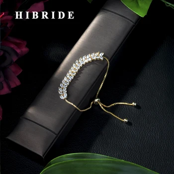 HIBRIDE Značky Půlměsíce Design Zirkony Crystal Náramek pro Ženy Nastavitelný Šperky Pro Girlfeiend Šperky B-54