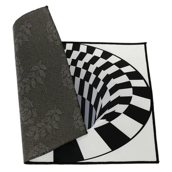 Home Dekorace Ložnice Koberce Černá Bílá Mřížka Tištěné 3D Iluze Víru Bezedná Díra, Podlaha Koberec Anti-slip HallwayMat