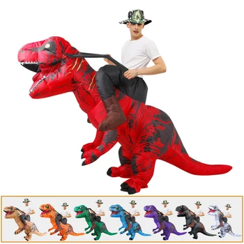 Hot Dospělý T-REX Dinosaurus Nafukovací Kostým Chodit Maskot Nafouknutý Oděv, Kostým Karneval Halloween Cosplay Kostým pro Muže, Ženy