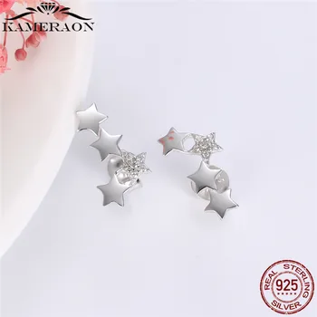 Hot Prodej 925 Sterling Silver Stohovatelné Hvězda Náušnice pro Ženy Kubický Zirkon Módní Korea Stříbrné Náušnice Šperky