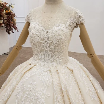 HTL1413 Elegantní Svatební Šaty Roku 2020 Srdíčko Podlahy Délka Šampaňské Zdobený Tulled Nášivky plesové Šaty